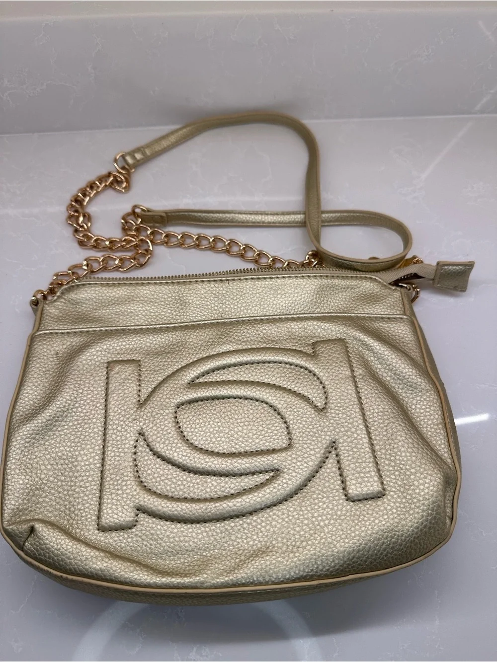 Authentic bebe Metallic Gold Crossbody Bag